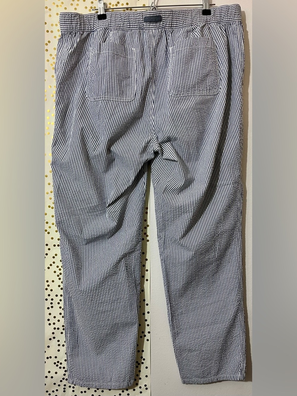 Lands' End Navy and White Vertical Striped 100% Cotton Pants size 16W - Picture 2 of 11
